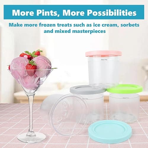 Nepfaivy Containers Replacement for Ninja Creami - 4 Pack Ice Cream Pints and Lids Compatible with Ninja NC300 NC301 Creamy Ice Cream Makers, BPA-Free & Dishwasher Safe, Color Lids thumbnail 6