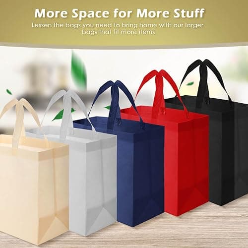 Reginary 100 PCS Reusable Totes Bags - Non Woven Grocery Handle Bags for Shop Events & Retail Store(Multicolor) thumbnail 4