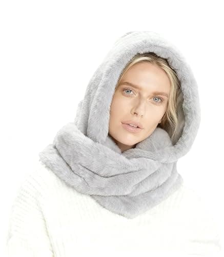Lina & Lily Faux Fur Hood & Infinity Scarf Combo Winter Head Neck Wrap for Women thumbnail 3