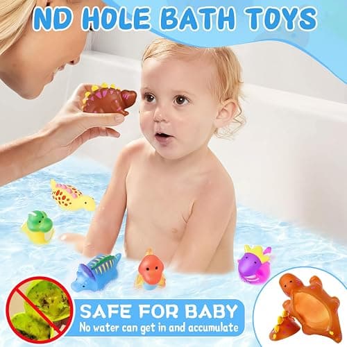 Color Changing No Hole Toddler Bath Toys Kids Ages 1-3 4-8 Dinosaur Toys | Dinosaur Bath Toys for Water Table Toddlers 2-4, Dinosaur Toys Water Pool Toys for Bathtub Beach with Drying Bag thumbnail 3