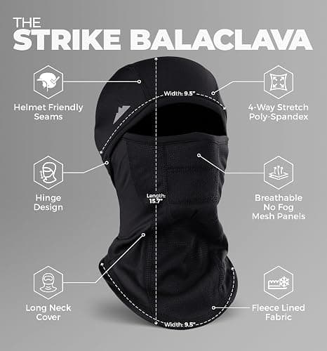 Balaclava Ski Mask - Winter Face Mask for Men & Women - Cold Weather Gear for Skiing, Snowboarding & Motorcycle Riding - One Size - Black thumbnail 3