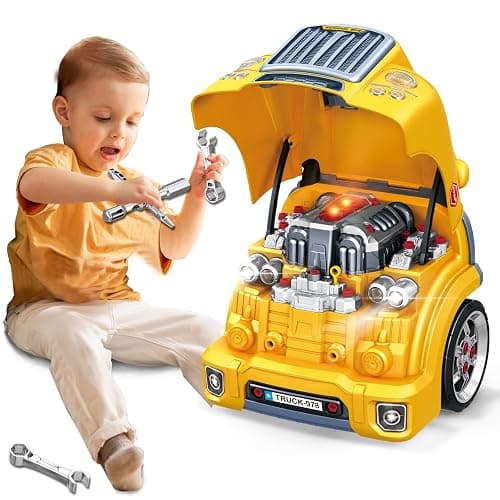 MUGEYMYD Large Truck Engine Toy for Kids 3-5, Take Apart Motor Vehicle Pretend Play Car with Light and Sound, Kids Mechanic Workshop Set, Toy Engine Building Kit for Toddlers. - Image 1