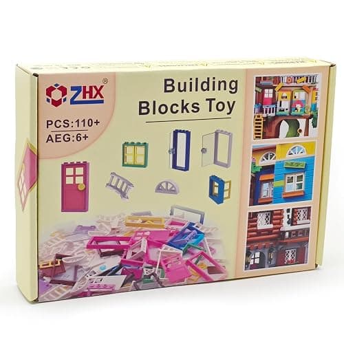 110 Pieces Doors,Windows,Fencesand Light for MOC Creative Building BlockToys Set Street House Decoration Compatible with Classic Brick for Kids Age 6 8 10 12 Years thumbnail 5