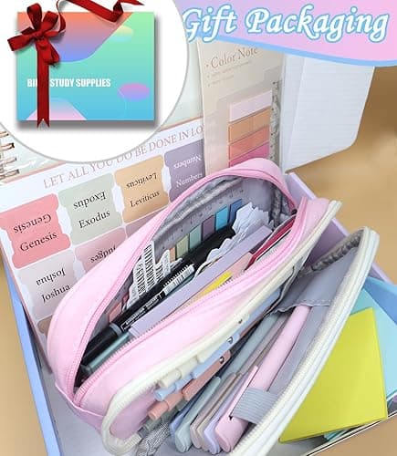 Bible Study Supplies Journaling Kit With Tabs, Highlighter, Notebook and Pen Case - Annotation Kit, Study Group Essentials Accessories Set for Women, Students, Beginner Christian Gifts thumbnail 7