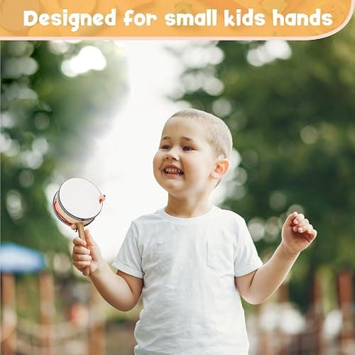 Stoie's Wooden Toddler Musical Instruments with Drum, Hand Bells, Flute, Maracas, Castanet, Tamburine, for Babies and Kids, Eco Friendly Montessori Educational Toy thumbnail 5