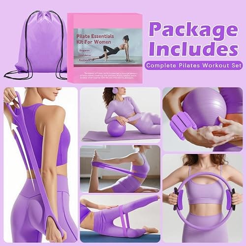 VIOXIA Pilates Kit for Home Workouts – Pilates Equipment Set with Ring, Ball, Resistance Bands, Pilates Accessories, Pilates Essentials Kit for Women, Pilates Sets for Home Exercise thumbnail 4