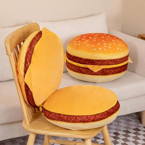 funnykitten Hamburger Plush Pillow, 3D Simulation Cheeseburger Pillow Burger Plush Hugging Pillow Cushion Funny Food Plush Pillows Toy for Home Decor, 16.5inch thumbnail 5