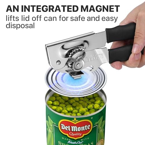 Can Opener Manual Heavy Duty, UHIYEE Hand Held Can Openers for Seniors with Comfort Grip Sharp Blade, Solid Steel Hand Manual Can Open with Magnet for Kitchen Camping, Black thumbnail 6