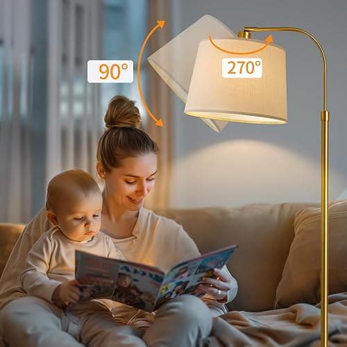 Oneach 62" Arc Floor Lamp for Living Rooms, Gold Tall Standing Lamps with Remote and Stepless Dimmable Bulb, Modern Reading Light for Bedrooms Corner Nursery Kid Office (Bulb Included) thumbnail 4