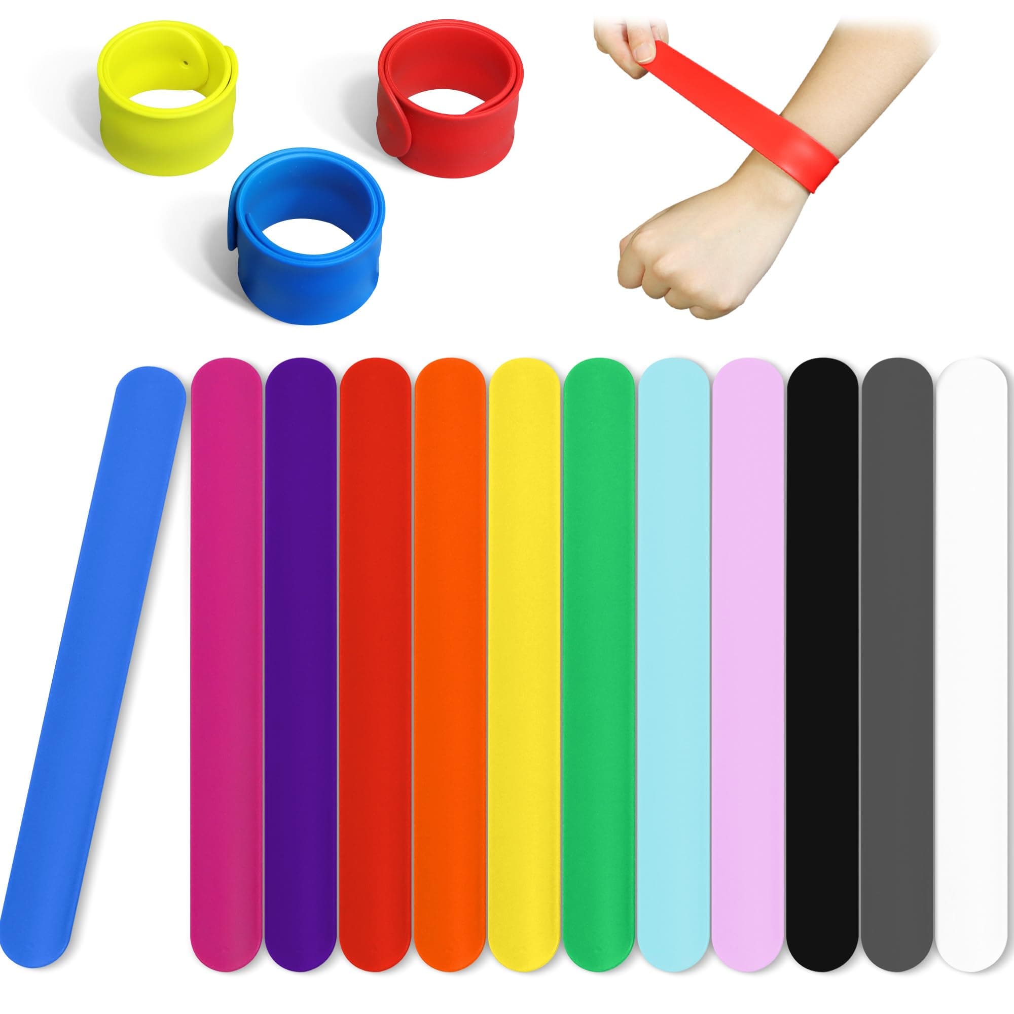 Silicone Slap Bracelets (Pack of 12)