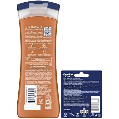 Vaseline Intensive Care Cocoa Radiant Hand & Body Moisturizer + Lip Therapy with Cocoa Butter for Healing Dry Skin & Lips thumbnail 2