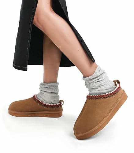 FITORY Women's Suede Slipper | Flat Short Mini Boots with Fur Fleece | Winter Casual Comfort Shoes thumbnail 2
