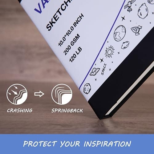 Hardcover Square Sketch Book, 120lb/200GSM Sketchbook Thick Drawing Paper for Marker Watercolor Pencil Mixed Media, Premium Drawing Notebook, Art Journal, 60 Sheets/120 Pages 8x8 Inch Sketch Pad thumbnail 5