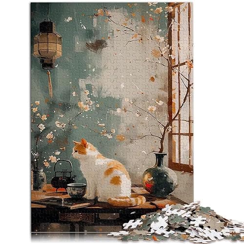Puzzle da 1000 pezzi per adulti paesaggio di gatti vintage giocattoli educativi per l'apprendimento Lista dei desideri con Babbo Natale 52x38cm thumbnail 3