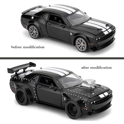 Mzexoma Hellcat DIY Disassembly Toy Car 1:36 Challenger SRT Building Kit for Kids Ages 3+ Diecast Model Cars with Open Doors STEM Learning Gift for Boys Ages 4-7(Black) thumbnail 3