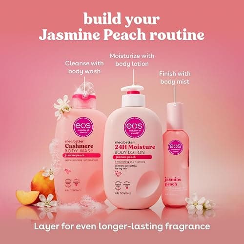 eos Shea Better Body Lotion Jasmine Peach, 24-Hour Moisture Skin Care, Lightweight & Non-Greasy, Natural Shea, Vegan, 16 fl oz thumbnail 9