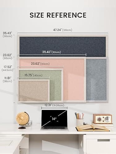 Fluxynara 23.6" x 17.1" Felt Frame Bulletin Board, Pink | Cork Board Alternative with 12 Removable Adhesive Tabs, Foldable Pin Board for Wall, Home, Office, Classroom & Dorm thumbnail 5