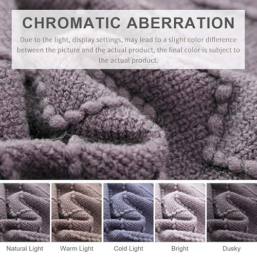 BOURINA Dark Lavender Throw Blanket 50x60 Inch Knit Soft Throw Sofa Blanket | Knitted Throw Blanket 50x60 Inches, Soft Lightweight Boho Weave Throw Decorative Couch Blanket for Living Room Bedroom Chair thumbnail 7