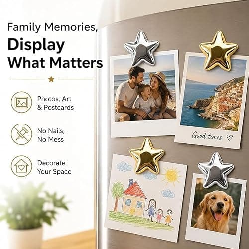 10 Pcs Refrigerator Magnets, Adorable Silver Star-Shaped Fridge Magnets for Creating Star Designs, Perfect for Adorning Refrigerators, Offices and Homes, Kitchen and Office Decor thumbnail 5