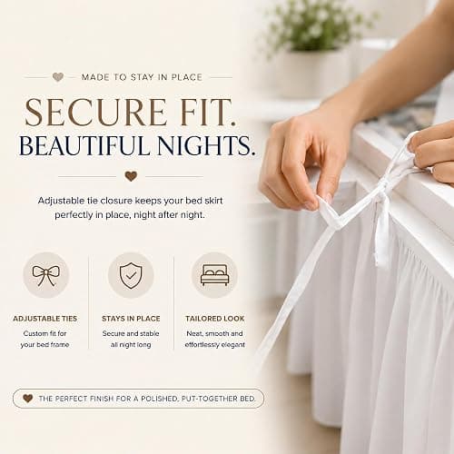 Cottingon Dorm Bed Skirt Twin XL 32" with Split Corners, 100% Microfiber Soft and Stylish, College Room Essential, Extra Long Dust Ruffle for Extended Beds, White thumbnail 6