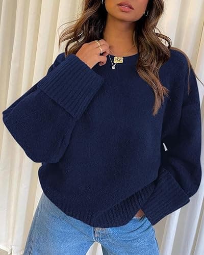 PRETTYGARDEN Women's Fall Oversized Sweaters Casual Crewneck Pullover Long Sleeve Fuzzy Chunky Knit Tops Blouse thumbnail 6