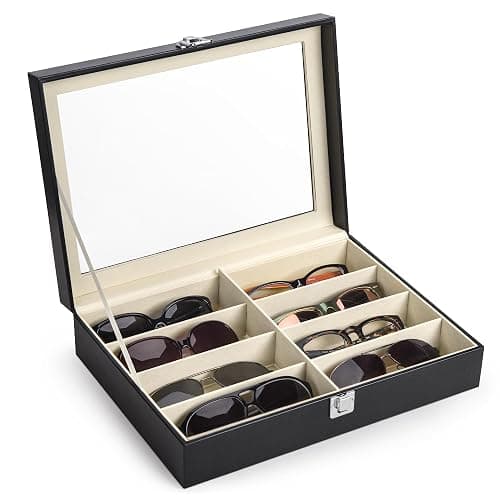 CO-Z Leather Multi Sunglasses Organizer for Women Men, Eyeglasses Eyewear Display Case with 8 Slots, Jewelry Watch Organizer, Sunglasses Jewelry Collection Case, Sunglass Glasses Storage Holder Box - Image 1