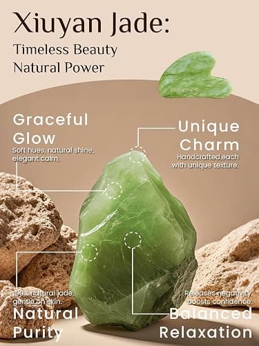 Rena Chris Gua Sha Facial Tools: Natural Jade Stone Guasha Tool for Face Acupuncture Therapy, Facial Massager for Jawline Sculpting and Puffiness Reducing (Mint Green) thumbnail 3