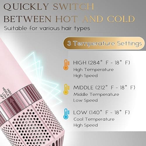 5 in 1 Air Wrap Hair Styler,Dual Voltage Professional Frizz Free Hair Dryer Brush - High-Speed Hot Air Styler, No Heat Damage Auto Wrap Hot Air Styler Wrap, Fast Drying, Curling, Straightening (Pink) thumbnail 6