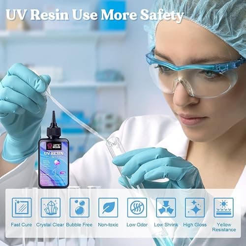 LET'S RESIN UV Resin, 300g Hard Resin Kit for Craft, Casting, Silicone Mold | Crystal Clear, Low Viscosity, UV Glue, Low Odor, Anti-Yellowing, Fast Cure, Beginner-friendly for UV Jewelry, Keychain Craft thumbnail 2