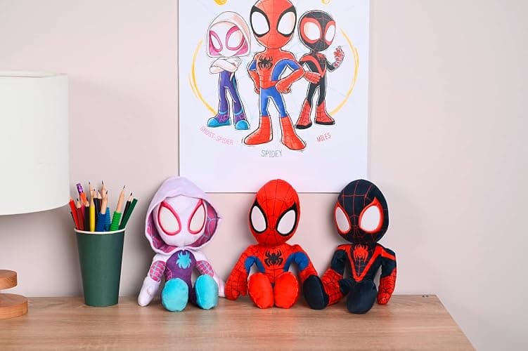 Simba 6315875810X06-Disney Marvel Spidey, 25cm Plüschfigur mit Glow in the Dark Augen, Spiderman Filmfigur, Plüschspielzeug, Spinne, Comic Figur, Superheld, ab den ersten Lebensmonaten geeignet thumbnail 5