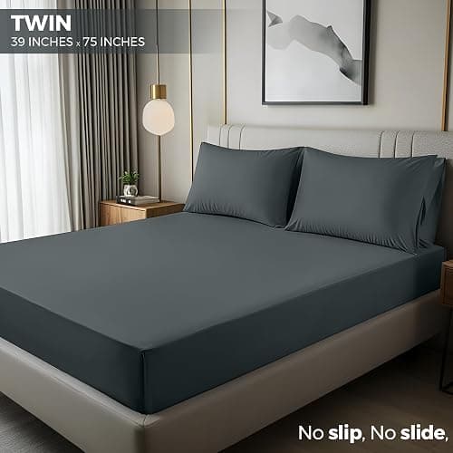 Utopia Bedding Twin Fitted Sheet - Bottom Sheet - Deep Pocket - Soft Microfiber - Shrinkage and Fade Resistant - Easy Care -1 Fitted Sheet Only (Grey) thumbnail 2