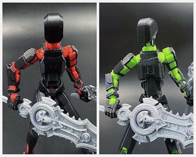 T13 New Action Figure Set (Assembly Completed), 3D Printed Multi-Jointed Movable Titan 13 Dummy Lucky 13 Mobile Robot, Nova 13 Action Figures Desktop Decorations for Game Lovers Toy (Black Red Green） thumbnail 4