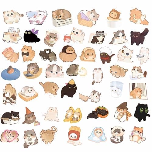 Cute Cat Stickers for Kids Teen Adults 100 Pack, Waterproof Kawaii Stickers Water Bottle Laptop Phone Case Scrapbooking, Cat Birthday Party Kawaii Gift Thing Stuff Item Boy Girl (Kawaii cat 100pcs) thumbnail 8