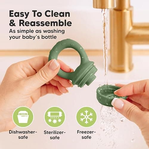 KeaBabies Baby Fruit Feeder 2pk - Silicone Baby Food Feeder for Babies 6-12 Months, Breast Milk Popsicle Teether, Weaning, Pacifier, Freeze Frozen Solid Food, Infant Feeding Essential (Slate) thumbnail 6