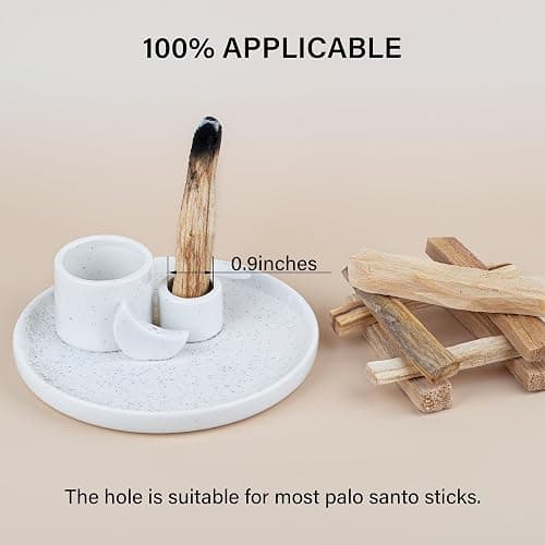 ZenBless 4 in 1 Incense Burner Holder, Palo Santo Holder, Sage Holder for Burning, Incense Holder for Sticks, Candle Holder, Ceramic Ash Catcher Tray for Meditation Yoga Room Home Decor (White) thumbnail 6