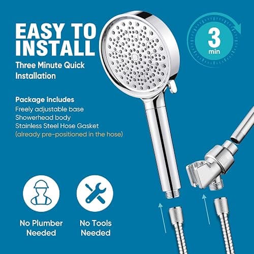 Cobbe Filtered Shower Head with Handheld, Water Softener for Hard Water | High Pressure 6 Spray Mode Shower Head with Filters - Remove Chlorine and Harmful Substances - Reduces Dry Itchy Skin, Chrome thumbnail 9
