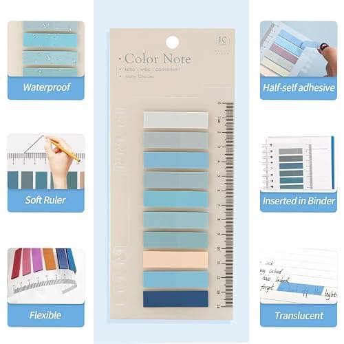 2000Pcs Sticky Tabs for Annotating Books, Clear Sticky Notes for Binders, Page Markers for Notebooks, Multi-Colored Writable and Repositionable Book Flags Strip Index Tabs thumbnail 4