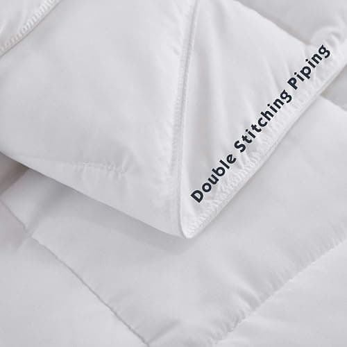 HIG 3pc Down Alternative Comforter Set - All Season Reversible Comforter with Two Sham - Quilted Duvet Insert with Corner Tabs - Box Stitched - Breathable, Soft, Fluffy (Twin/Twin XL, Pure White) thumbnail 6