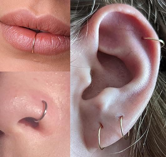 MODRSA Fake Nose Ring Hoop D Shape Fake Septum Piercing Non Pierced Septum Ring Clip on Lip Rings Faux Earring Stud for Men Faux Lip Piercings Jewelry for Women Halloween Jewelry thumbnail 5