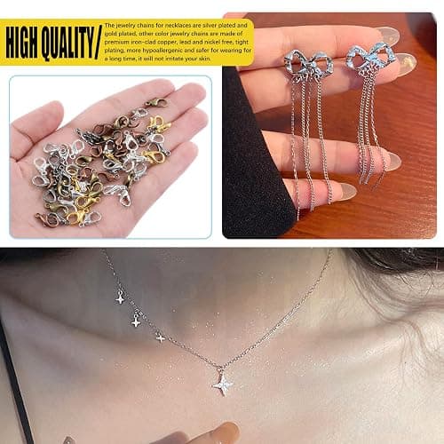 Mardatt 247Pcs 6 Colors 60ft Metal Jewelry Making Chains with Jewelry Pliers Lobster Clasps and Open Jump Rings, Jewelry Findings Supplies for Necklace Earring Bracelet DIY Craft thumbnail 5