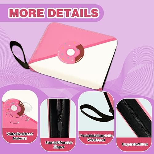 MonBel 4 Pocket Trading Card Binder - Holds 400 Cards with 50 Removable Sleeves, Premium PU Card Album for TCG, MTG, Sports Cards, Pink thumbnail 4