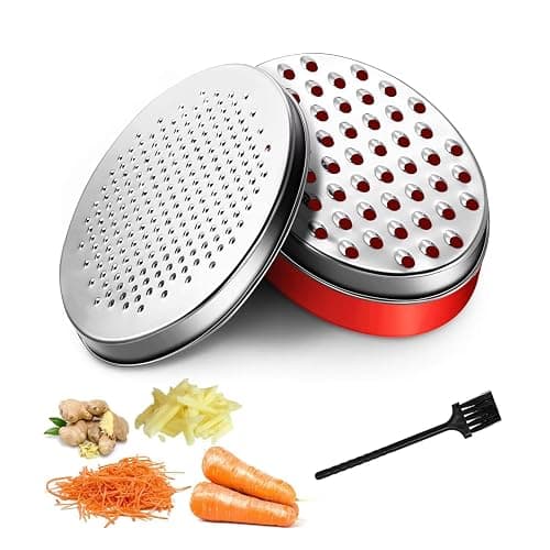 FUNCYboo Cheese Grater with Storage Container, Bowl Grater 2 in 1 Food Grater Cheese Grater Bowl with Lid for Cheese Chocolate Cucumber Vegetable(Red) - Image 1