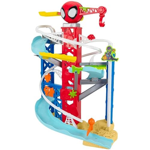 Jazwares Marvel Spidey and His Amazing Friends Construction Zone Chaos Track Set - 2-Foot High Dual Race Track with Zip Line, Play Zones, and Exclusive Vehicles thumbnail 4