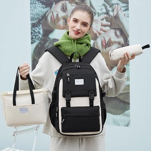 Aamytike Schulrucksack Mädchen Teenager Schule Rucksack Damen Schulranzen Maedchen Wasserdicht Kinder Schultasche Casual Daypacks School Bag for Girls Backpack mit Lunchpaket Set thumbnail 8