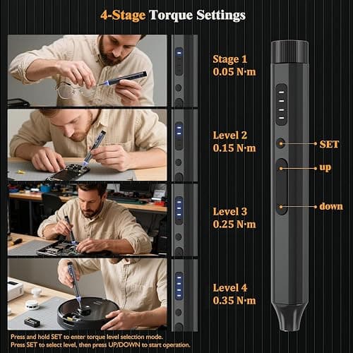 LCORE 67 in 1 Cordless Electric Precision Screwdriver Set, 62 Industrial S2 Steel Bits, 4 Adjustable Torque (0.05-0.35 NM), Magnetic Case, LED Lights for Electronics Phone Laptop Camera thumbnail 3
