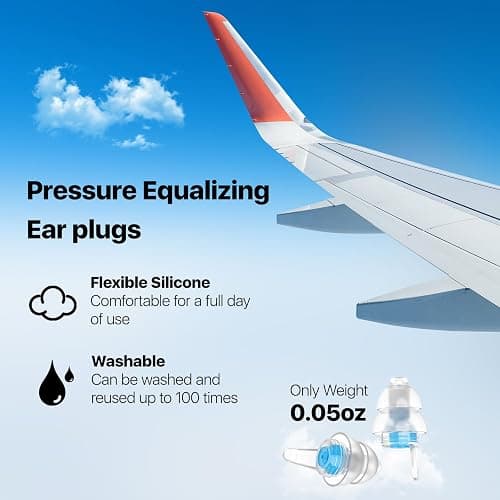 Softvox Ear Plugs for Airplane Pressure Relief & Prevent Ear Pain - Flying Travel Essentials - Comfortable Reusable Plane Earplugs for Adults/Teens 12+ with Small Ear-canals, 25dB Noise Reduction thumbnail 5