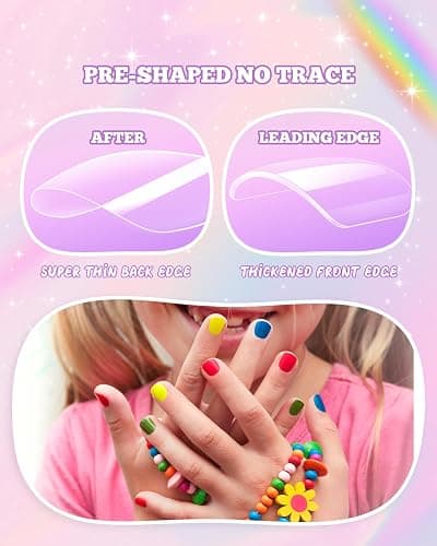 krofaue Kids Nail Tips - Children Square Clear Press On Nails | 240pcs 10 Sizes Little Girls Soft Gel Tips Extensions for DIY Decoration 9-12 years old thumbnail 6