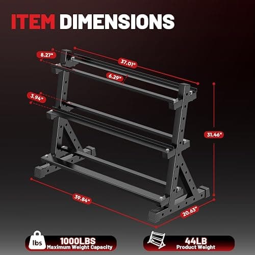 PAPABABE Hex Dumbbell Set with Rack, Rubber Encased Free Weight with Weight Storage Racks, Multiple Weight Options for Home Gym and Fitness thumbnail 3
