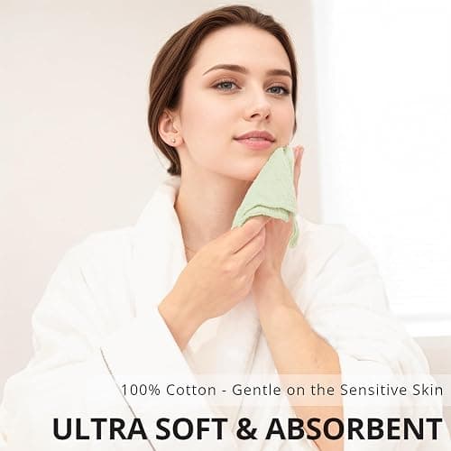 Konssy 6 Pack Face Cloths, Soft Wash Cloth for Washing Face, Cotton Face Towels for Sensitive Skin Women Facial Makeup Remover Reusable Absorbent Washcloths （11 x 11 Inch） thumbnail 2