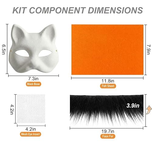 TherianMask 37 Pcs Therian Mask Kit White Cat Masks DIY to Paint Furry Animal Mask Therian Gear Therian Stuff for Halloween Masquerade Cosplay Party (C) thumbnail 4
